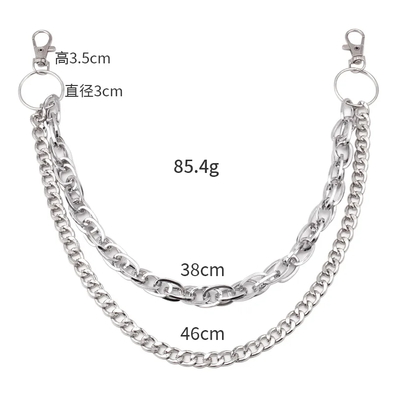 Punk Steet Keychains Chain Women Men Moon Star Rivets Skull Accessories Choice Rock Goth Pants Waist Belt Chain On Jeans Jewerly
