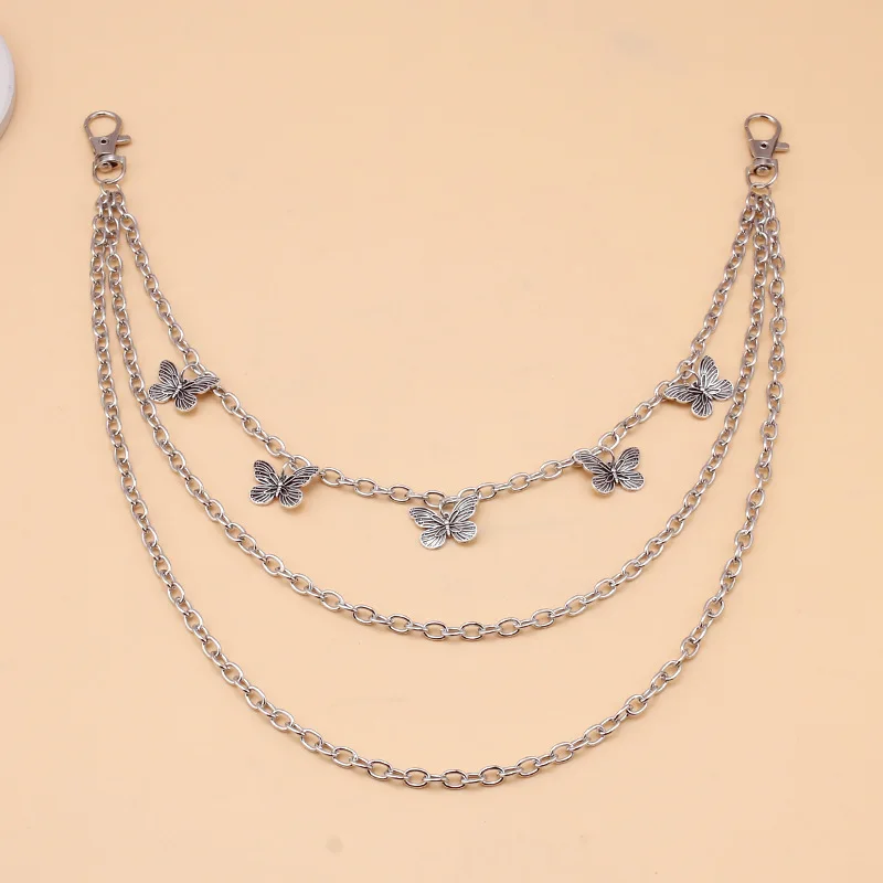 Punk Steet Keychains Chain Women Men Moon Star Rivets Skull Accessories Choice Rock Goth Pants Waist Belt Chain On Jeans Jewerly