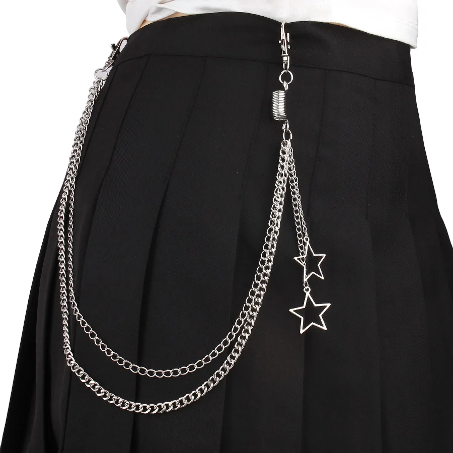 Punk Steet Keychains Chain Women Men Moon Star Rivets Skull Accessories Choice Rock Goth Pants Waist Belt Chain On Jeans Jewerly