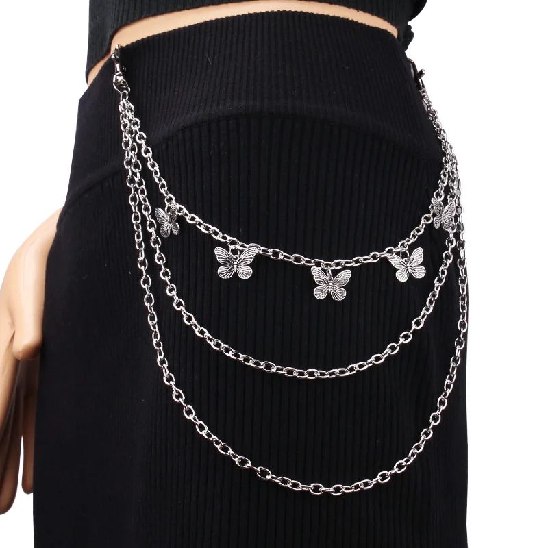Punk Steet Keychains Chain Women Men Moon Star Rivets Skull Accessories Choice Rock Goth Pants Waist Belt Chain On Jeans Jewerly