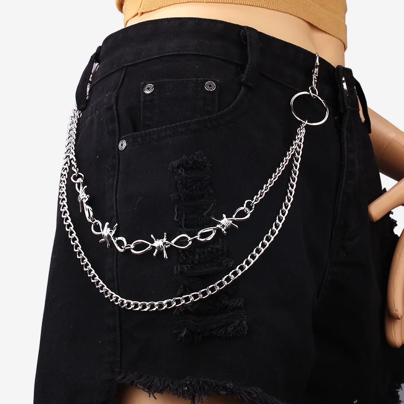 Punk Steet Keychains Chain Women Men Moon Star Rivets Skull Accessories Choice Rock Goth Pants Waist Belt Chain On Jeans Jewerly