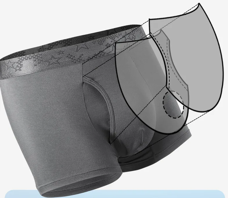 Men's Boxers Shorts Modal Underwear Man Panties Solid Breathable Bullet Separation Pouch Underpants Male Trunks Cueca Plus Size