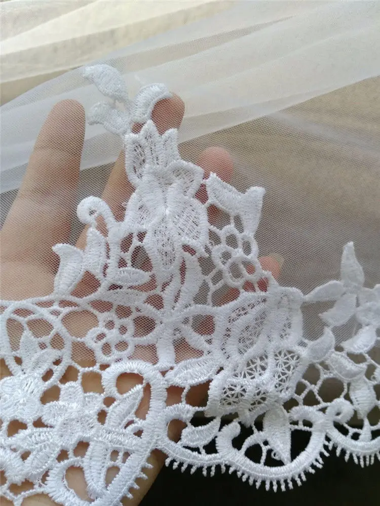 Long Luxury Wedding Veil Without Comb Lace Edge White Ivory Bridal Voile Marriage Cathedral Length Wedding Accessories New