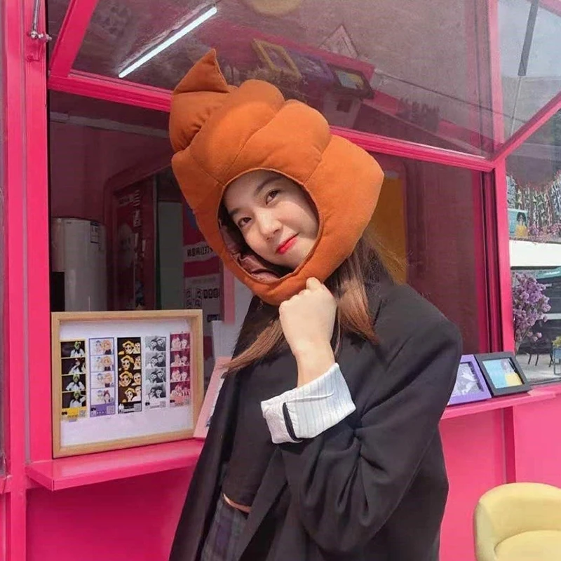 Creative Cute Shit Shape Plush Hat Stuffed Toy Funny Fake Poop Full Headgear Cap Gag Gift Cosplay Party Photo PropsCreative Cute