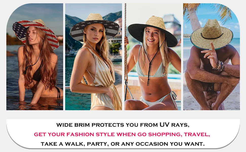 2024 1PC/2PCS New Women Lifeguard Hat Straw Summer Beach Sun Hat Outdoor Bohemia Lady Fashion Fedora Panama Hat
