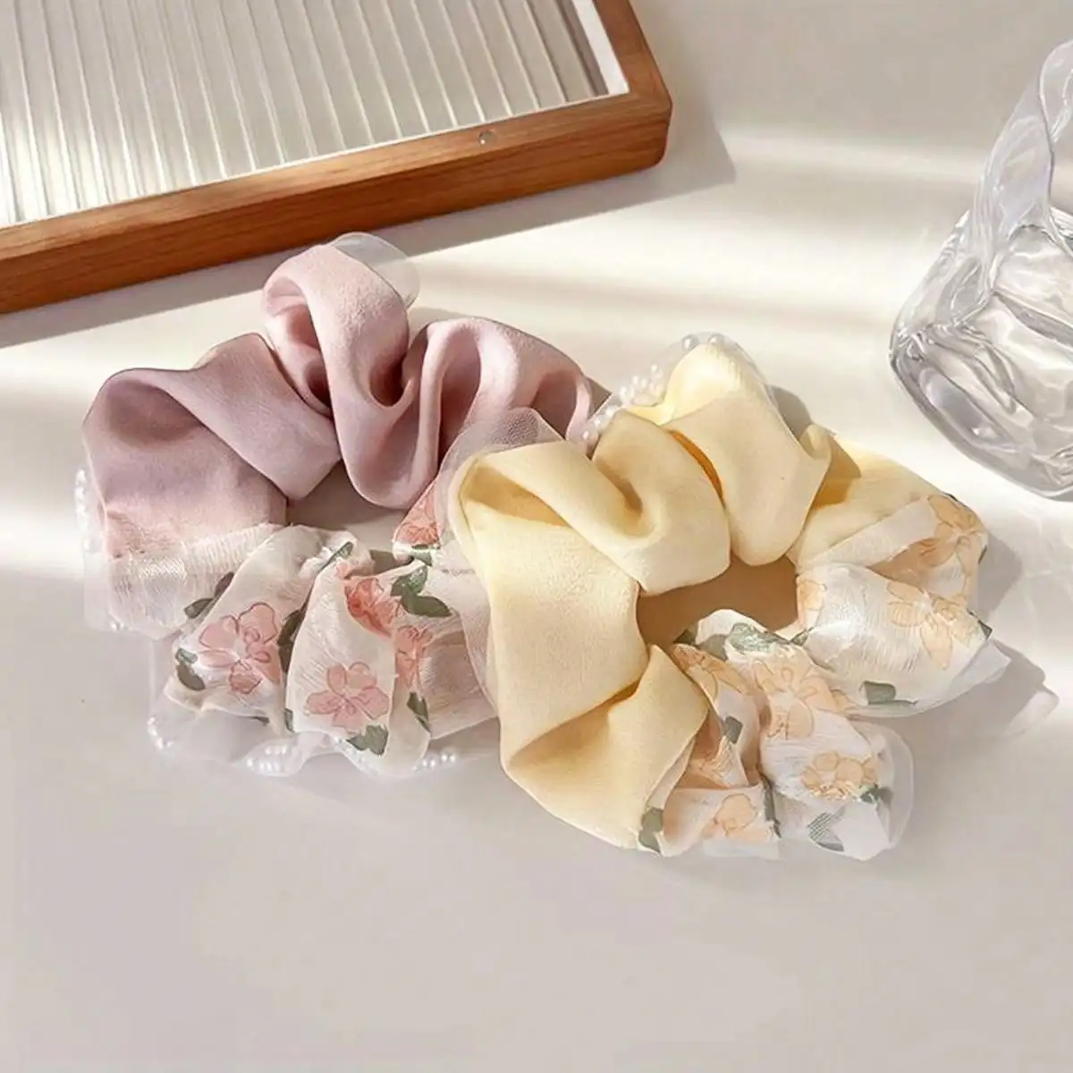 1pc Floral Bead Streamer Bowknot Hair Ties, High Ponytail Pill Hair Accessories, Holiday Gift