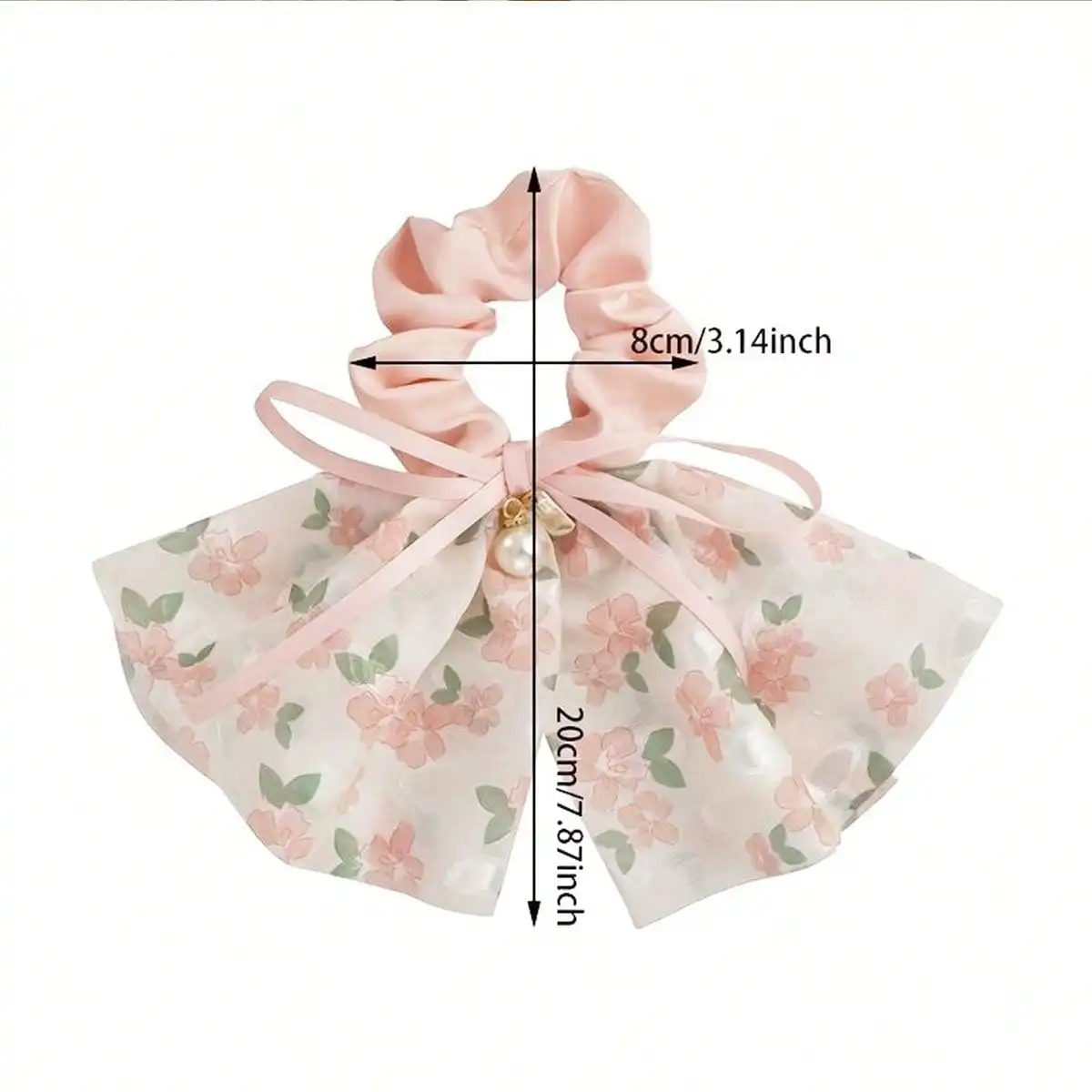 1pc Floral Bead Streamer Bowknot Hair Ties, High Ponytail Pill Hair Accessories, Holiday Gift