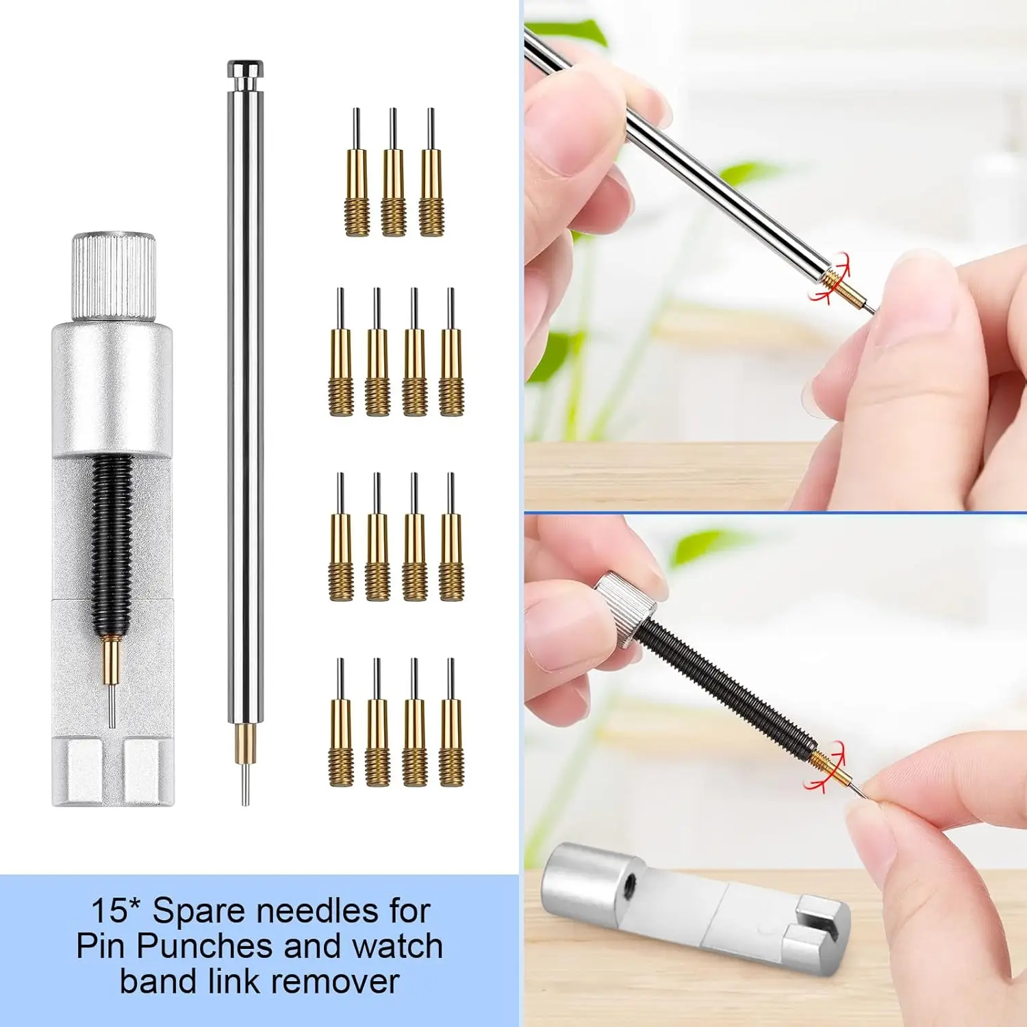Watch Repair Kit Battery Replacement Watch Link Removal Resizing Back Cover Opener Screwdriver Spring Remover Cleaning Tool Set