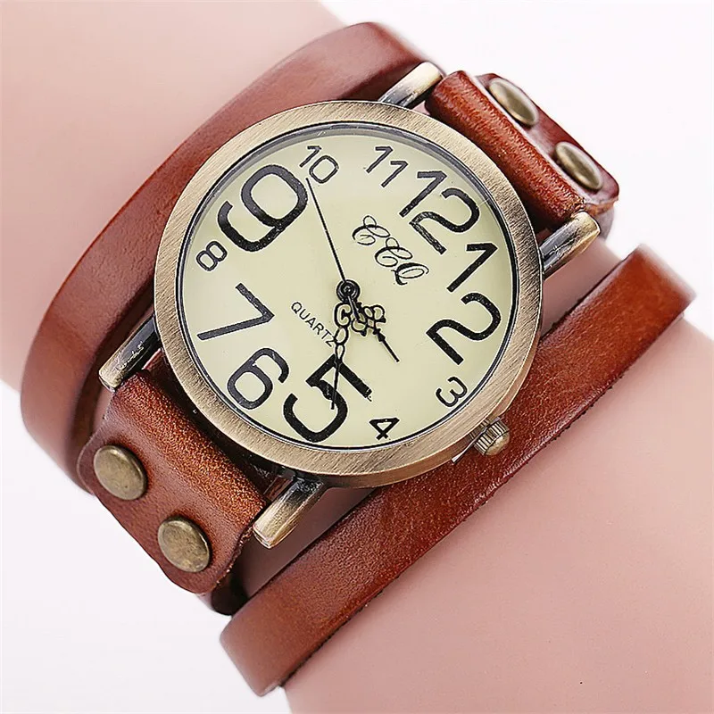Casual Arabic Dial Unisex Watches Vintage Long Leather Band Women Quartz Watch Men's Wristwatches