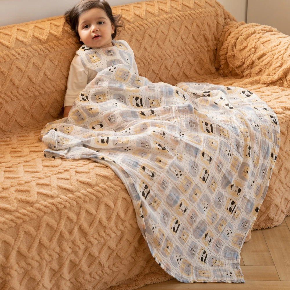 HappyFlute 1pc Baby Soft Muslin Swaddle 100% Cotton Blanket Comfortable Muslin Diaper 120*110cm For Kids