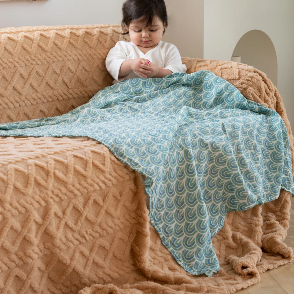 HappyFlute 1pc Baby Soft Muslin Swaddle 100% Cotton Blanket Comfortable Muslin Diaper 120*110cm For Kids