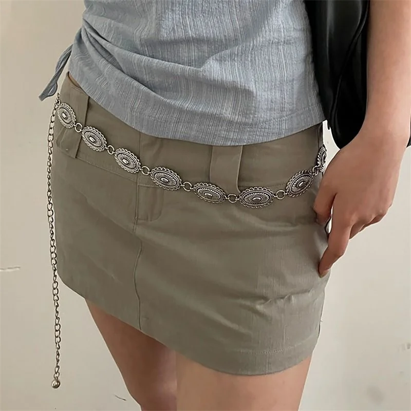 Retro Versatile Ethnic Style Metal Bohemian Waist Chain Belt For Women Fashion Sweater Chain Waist Seal Body Decor Accessories