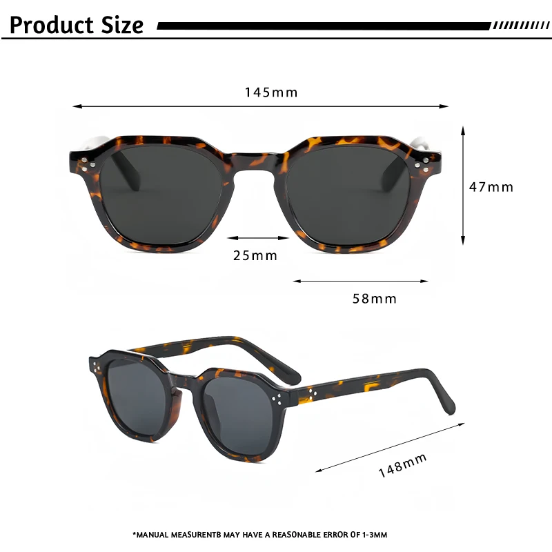 CATERSIDE Retro Polarized Sunglasses Men Acetate Temple / TR Frame Polygon Women Sun Glasses High Quality Travel UV400 Eyewear