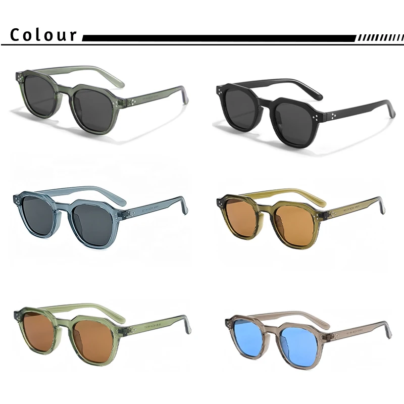 CATERSIDE Retro Polarized Sunglasses Men Acetate Temple / TR Frame Polygon Women Sun Glasses High Quality Travel UV400 Eyewear