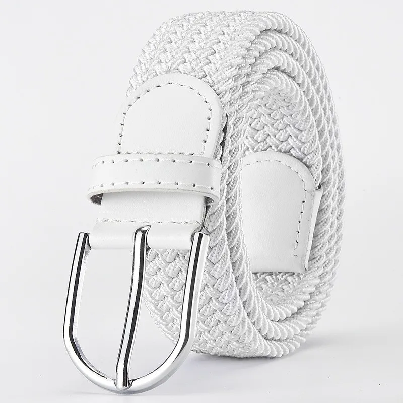 Wine Red 105cm Men Belt New Design Very Popular Women Luxury Woven Stretch Casual Alloy Buckle Needle Elastic Canvas Korea