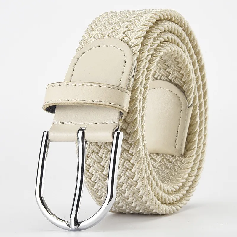 Wine Red 105cm Men Belt New Design Very Popular Women Luxury Woven Stretch Casual Alloy Buckle Needle Elastic Canvas Korea