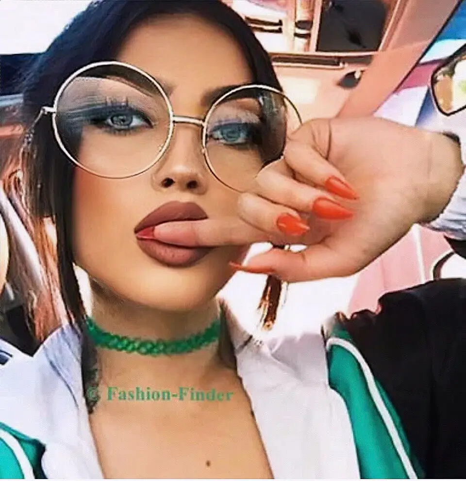 Blue Light Filter Metal Round Oversized Reading Glasses Men Women Large Frame Clear Eyeglasses Fashion Computer Prescription