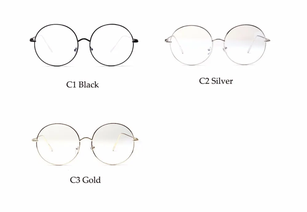 Blue Light Filter Metal Round Oversized Reading Glasses Men Women Large Frame Clear Eyeglasses Fashion Computer Prescription