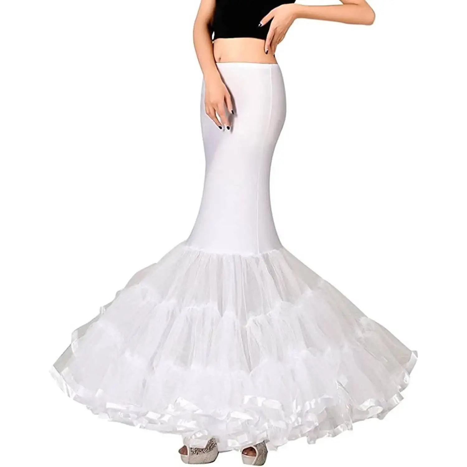 Women Petticoat Fishtail Underskirt Trumpet Crinoline for Mermaid Wedding Dress