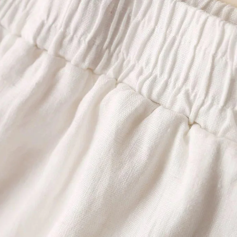 Women Cotton Linen Wide Leg Pants Female Summer Pants Full Length Casual Pants Fashion Solid Loose High Waist Straight Trousers