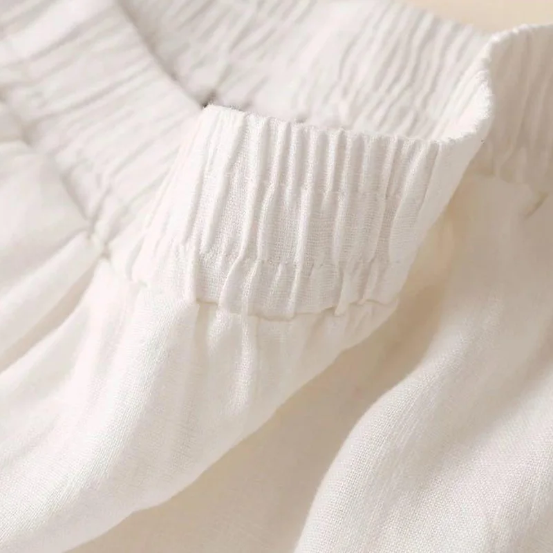 Women Cotton Linen Wide Leg Pants Female Summer Pants Full Length Casual Pants Fashion Solid Loose High Waist Straight Trousers