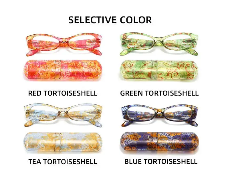 Send Box New Portable Pen Holder Reading Glasses For Women Print Fashion Comfort Ultra-Light Spring Leg Prescriptic Glasses