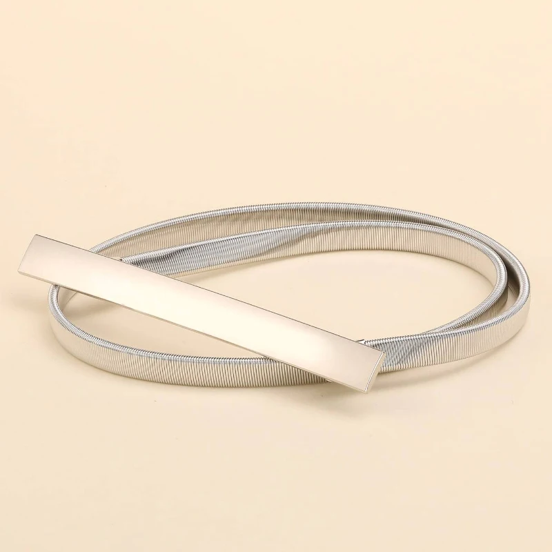 Fashion shiny rectangle Gold Chain Belt Female Waist Adjustable Belts For Women Luxury Brand Punk Dress Elastic Waistband