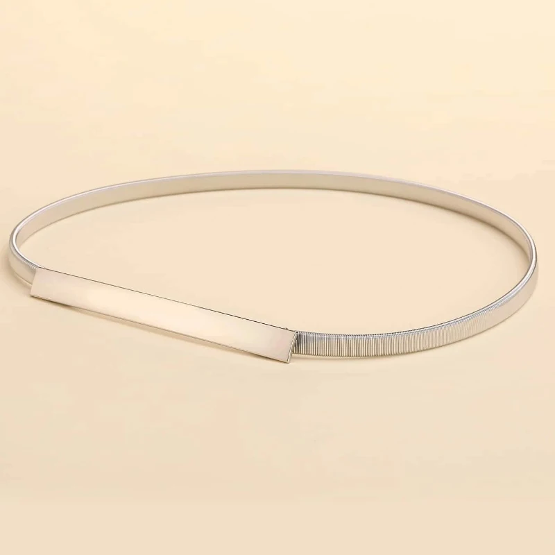 Fashion shiny rectangle Gold Chain Belt Female Waist Adjustable Belts For Women Luxury Brand Punk Dress Elastic Waistband