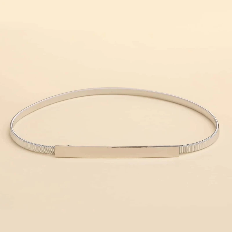 Fashion shiny rectangle Gold Chain Belt Female Waist Adjustable Belts For Women Luxury Brand Punk Dress Elastic Waistband