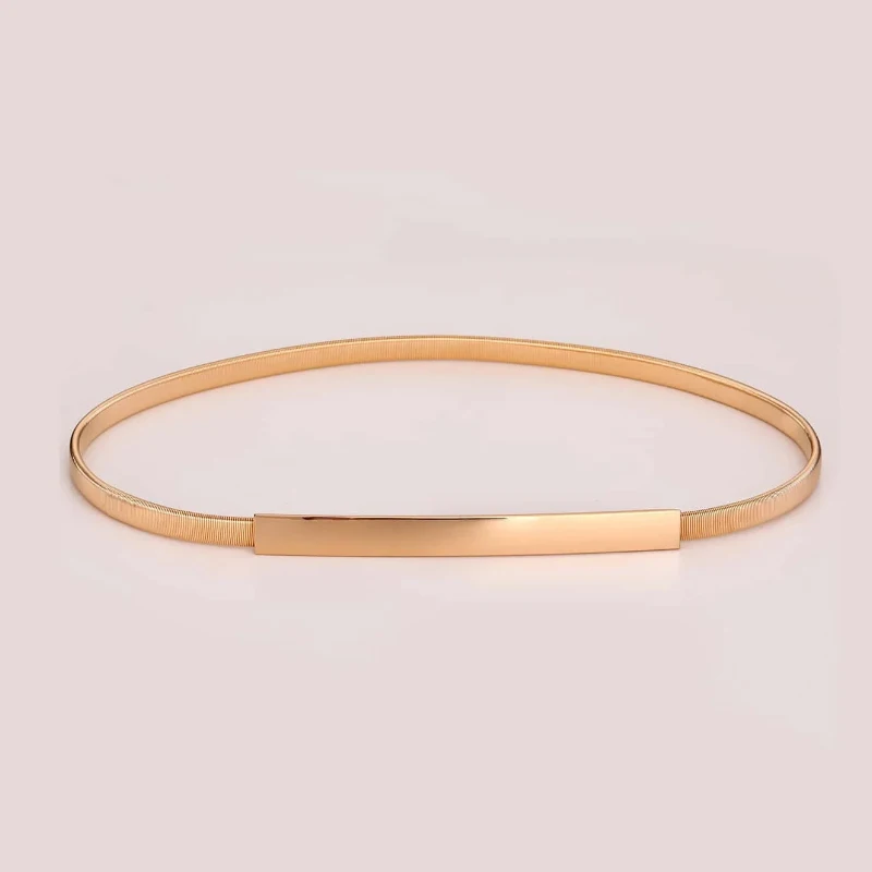 Fashion shiny rectangle Gold Chain Belt Female Waist Adjustable Belts For Women Luxury Brand Punk Dress Elastic Waistband
