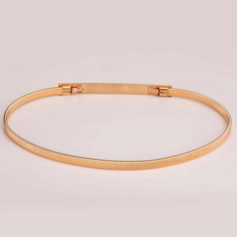 Fashion shiny rectangle Gold Chain Belt Female Waist Adjustable Belts For Women Luxury Brand Punk Dress Elastic Waistband