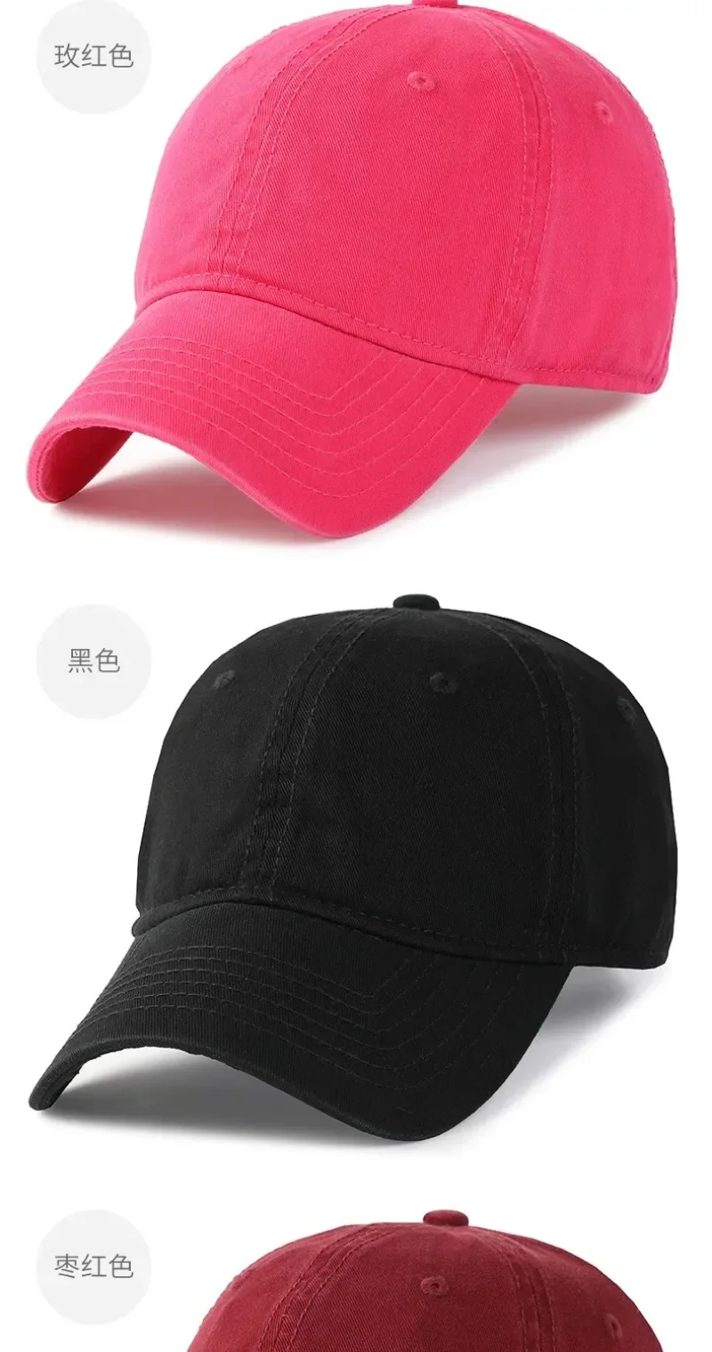 New Solid Color Big Size 63cm Soft Cotton Baseball Caps Men Classic Plus Snapback Cap Ladies High Quality Golf Sun Hat 59-62cm