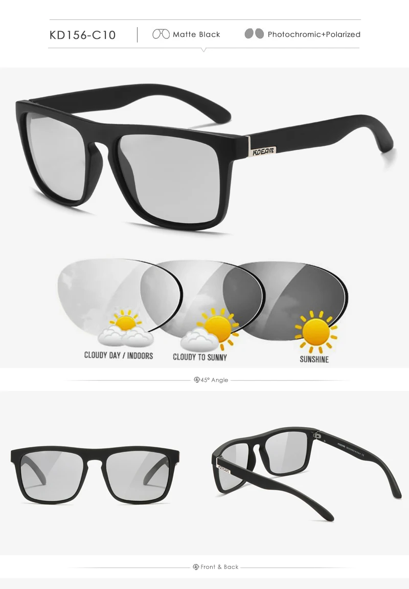 KDEAM Legend Square Sunglasses Polarized Lens For Men Women Outdoor Sports Fishing Mountaineering Sun Glasses With Brand Box