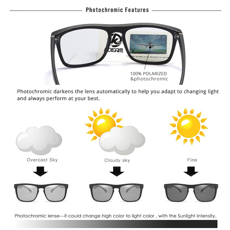 KDEAM Legend Square Sunglasses Polarized Lens For Men Women Outdoor Sports Fishing Mountaineering Sun Glasses With Brand Box