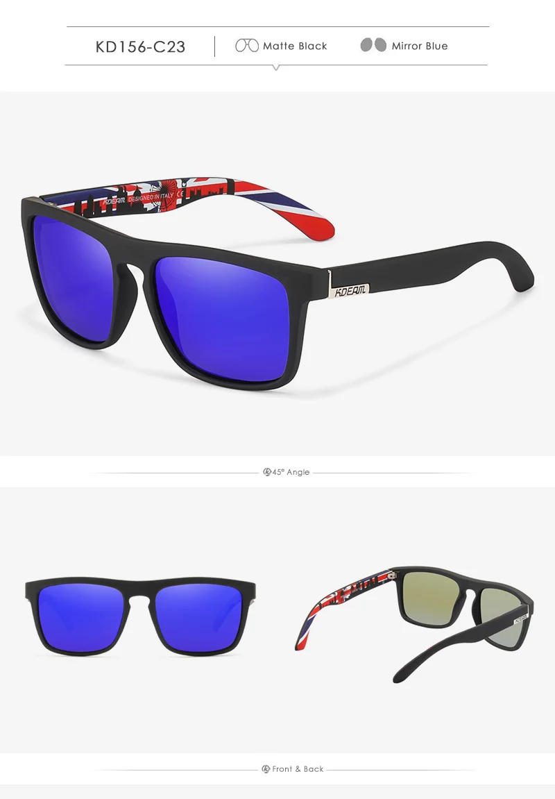 KDEAM Legend Square Sunglasses Polarized Lens For Men Women Outdoor Sports Fishing Mountaineering Sun Glasses With Brand Box
