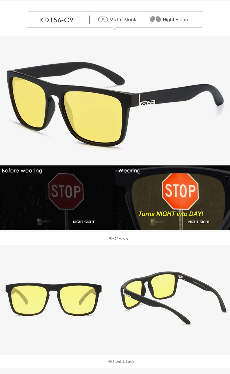 KDEAM Legend Square Sunglasses Polarized Lens For Men Women Outdoor Sports Fishing Mountaineering Sun Glasses With Brand Box