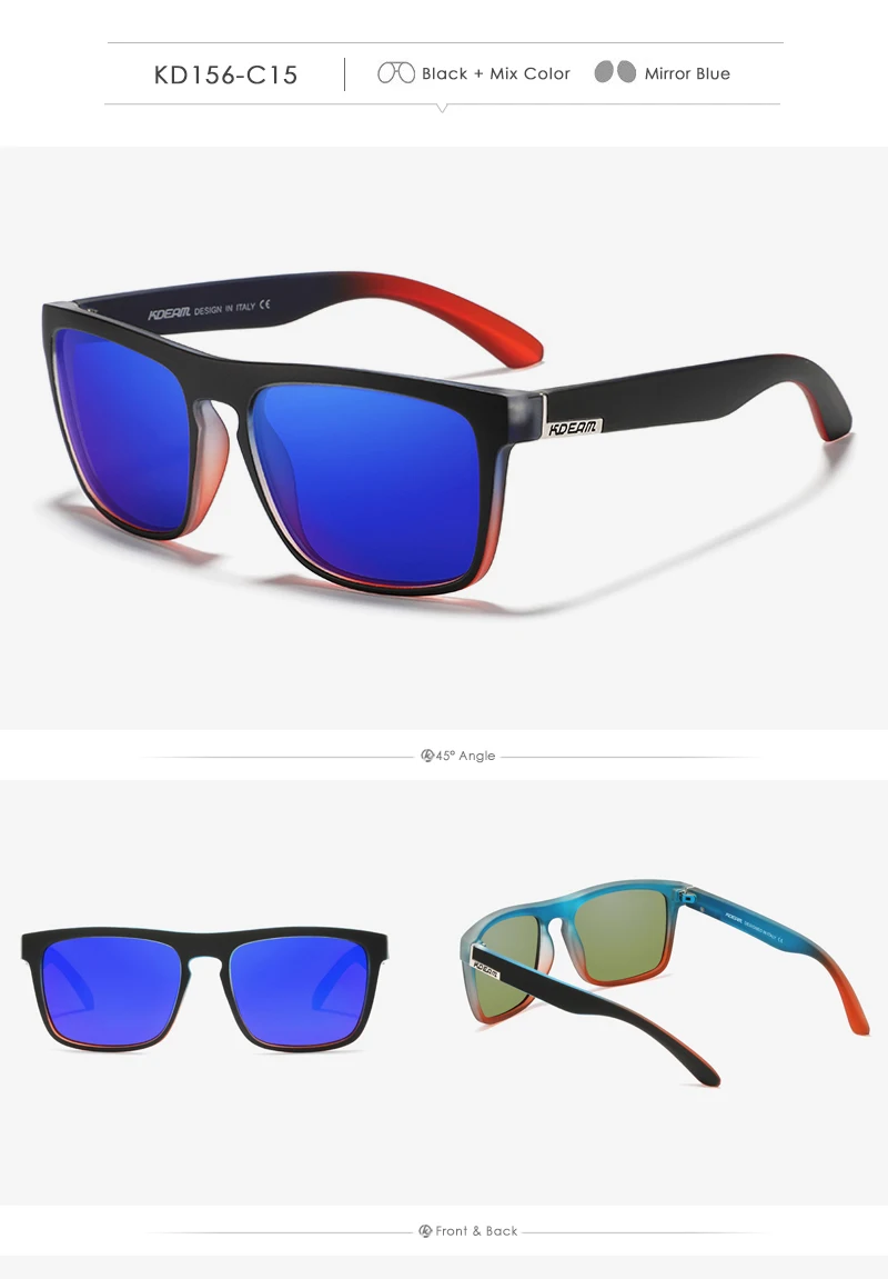 KDEAM Legend Square Sunglasses Polarized Lens For Men Women Outdoor Sports Fishing Mountaineering Sun Glasses With Brand Box