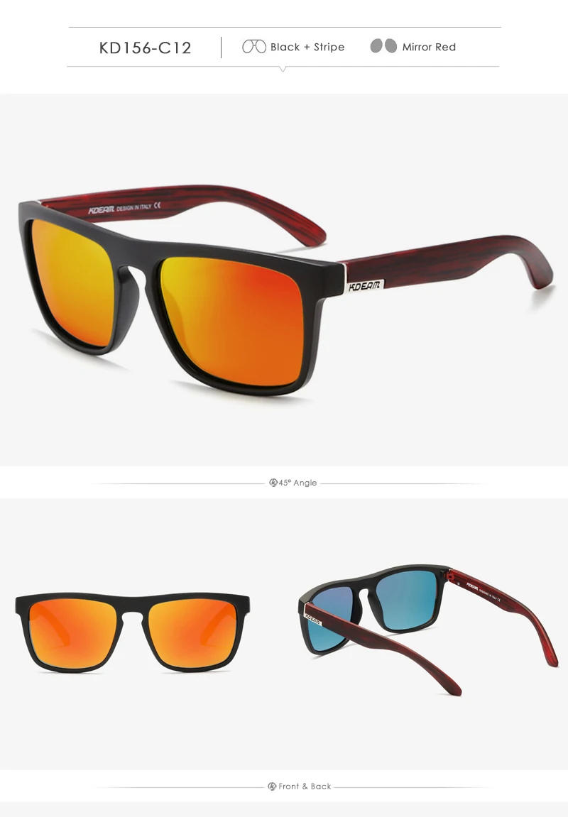 KDEAM Legend Square Sunglasses Polarized Lens For Men Women Outdoor Sports Fishing Mountaineering Sun Glasses With Brand Box