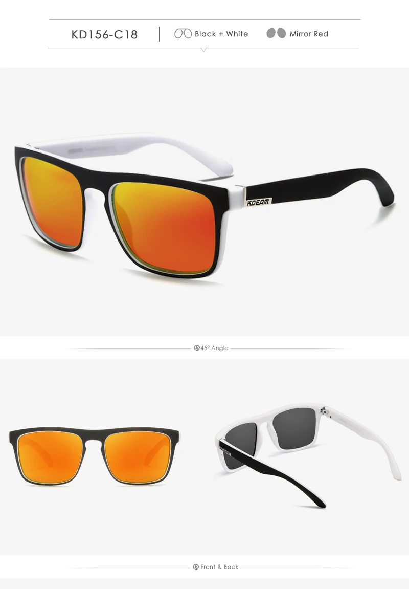 KDEAM Legend Square Sunglasses Polarized Lens For Men Women Outdoor Sports Fishing Mountaineering Sun Glasses With Brand Box