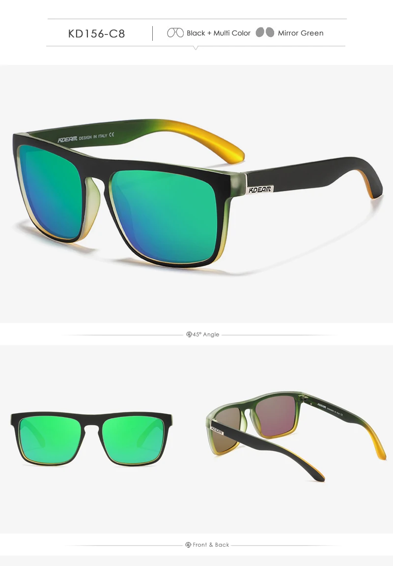 KDEAM Legend Square Sunglasses Polarized Lens For Men Women Outdoor Sports Fishing Mountaineering Sun Glasses With Brand Box