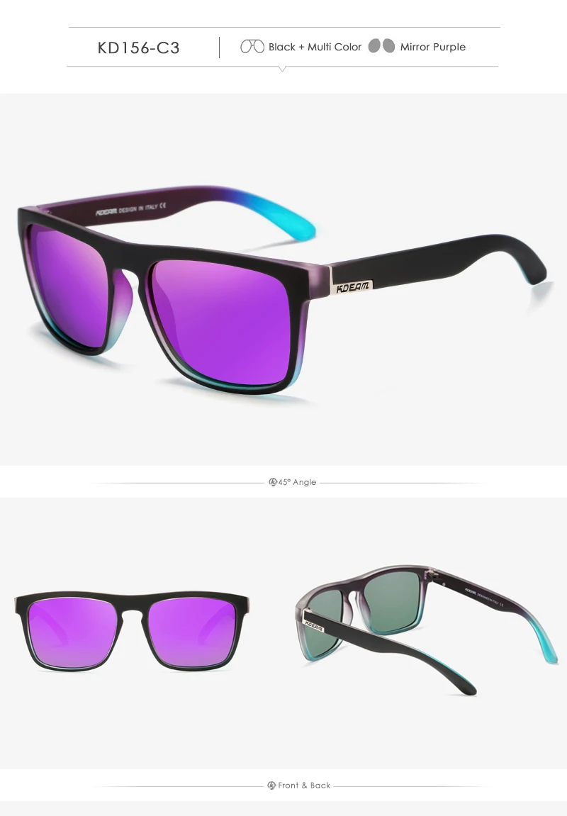 KDEAM Legend Square Sunglasses Polarized Lens For Men Women Outdoor Sports Fishing Mountaineering Sun Glasses With Brand Box