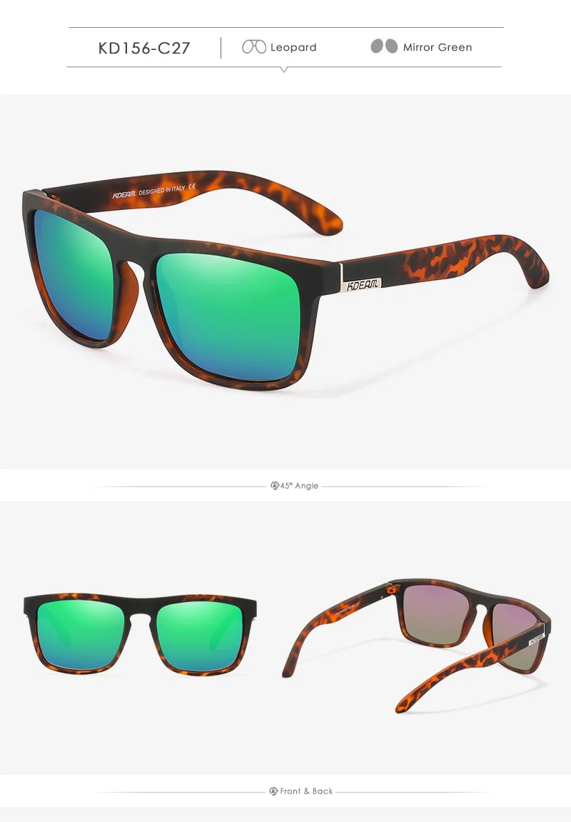 KDEAM Legend Square Sunglasses Polarized Lens For Men Women Outdoor Sports Fishing Mountaineering Sun Glasses With Brand Box