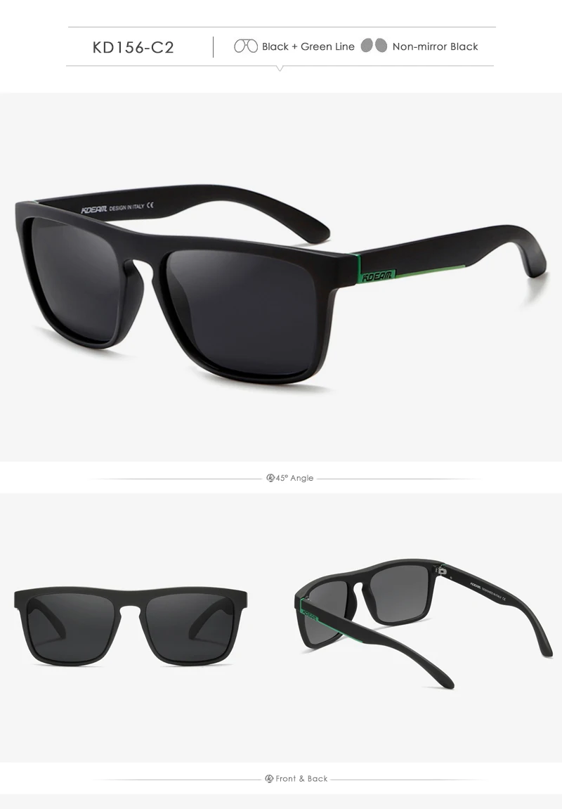 KDEAM Legend Square Sunglasses Polarized Lens For Men Women Outdoor Sports Fishing Mountaineering Sun Glasses With Brand Box