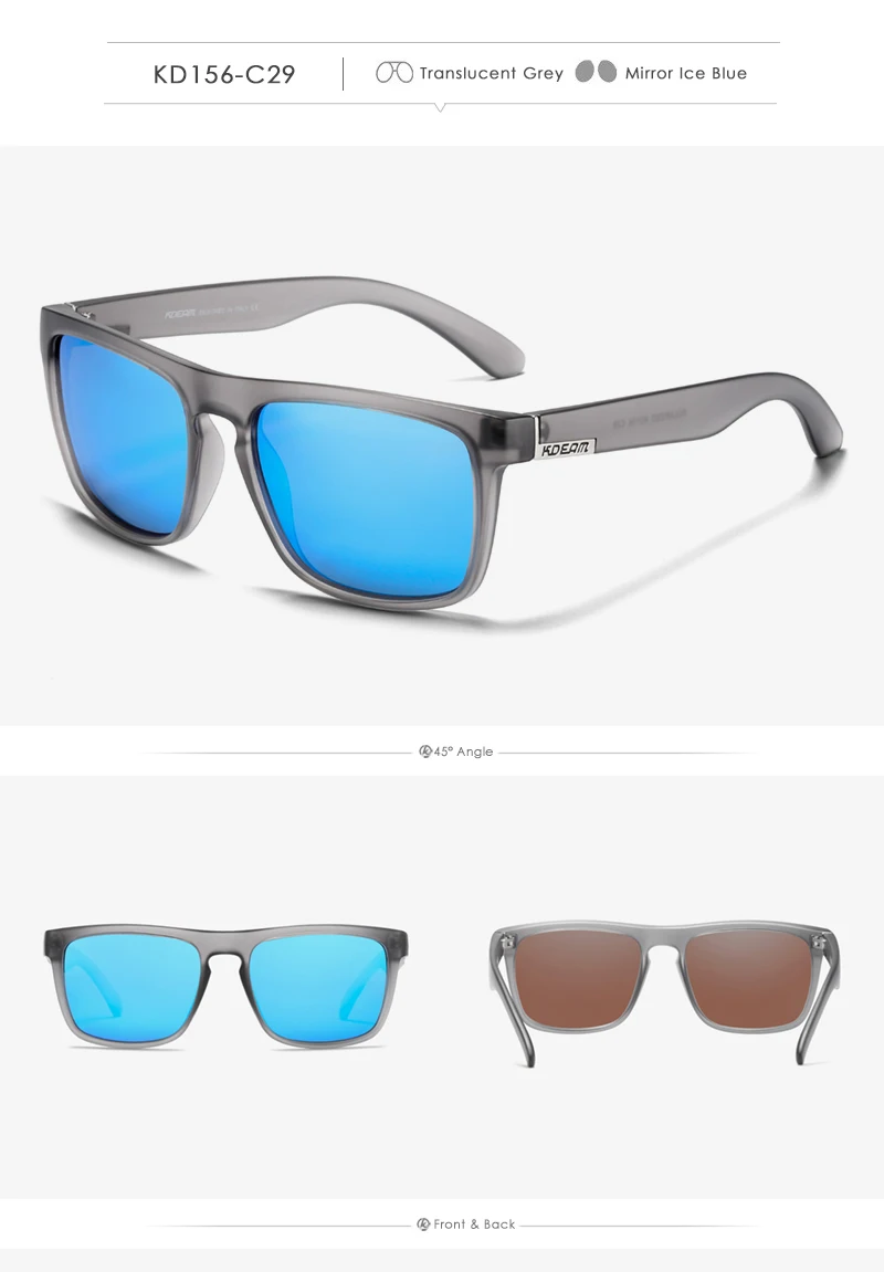 KDEAM Legend Square Sunglasses Polarized Lens For Men Women Outdoor Sports Fishing Mountaineering Sun Glasses With Brand Box