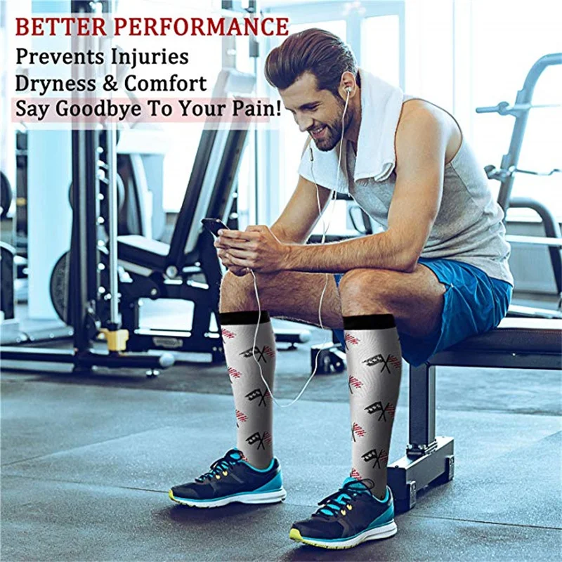 58 Styles Compression Socks 30 Mmhg Heart Star Stripe Socks New Unisex Golfs Tube Thigh Men Outdoor Long Pressure Stockings