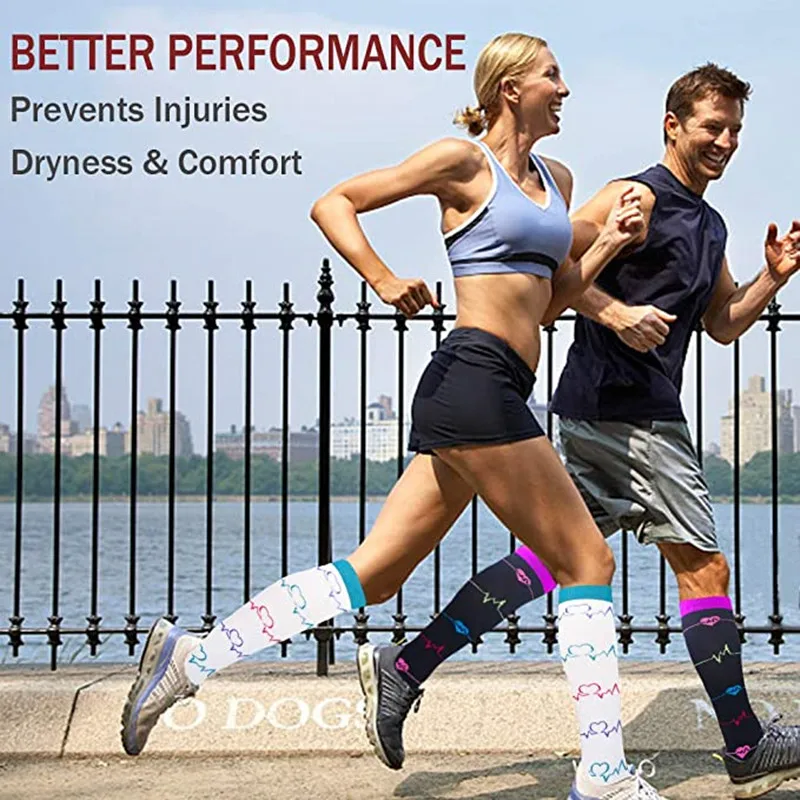 58 Styles Compression Socks 30 Mmhg Heart Star Stripe Socks New Unisex Golfs Tube Thigh Men Outdoor Long Pressure Stockings