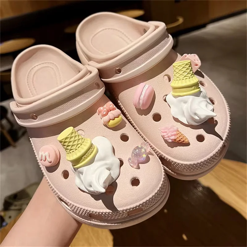 2024 Funny Ice Cream Charms For Clog Shoe Decoration Diy Detachable Clog Accessory, Creative Summer Footwear Decoration