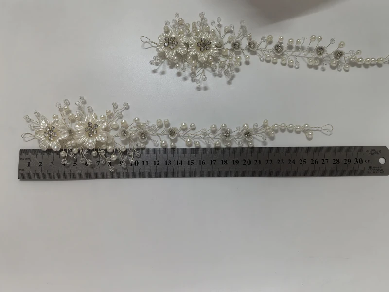 Imitation Pearl White Flower Hair Band Handmade Rhinestone Headband Women Bridal Headwear Wedding Party Hair Accessories