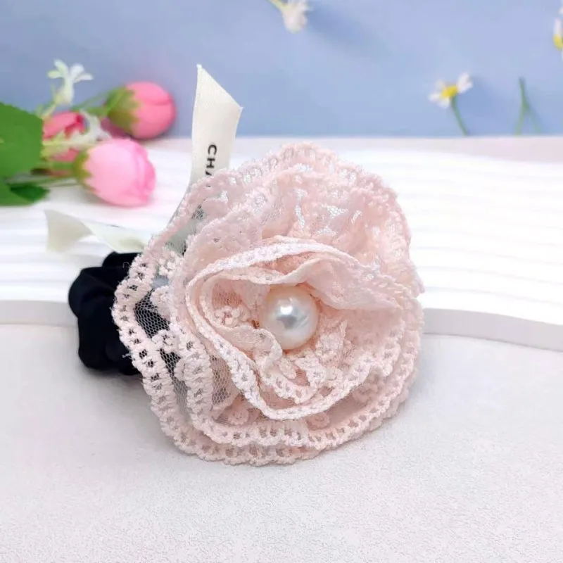 2024 Autumn Classic Bordeaux Satin Hair Ties with Vintage Rose Design FrenchStyle Rose Shape Scrunchies Elegant Hair Accessories