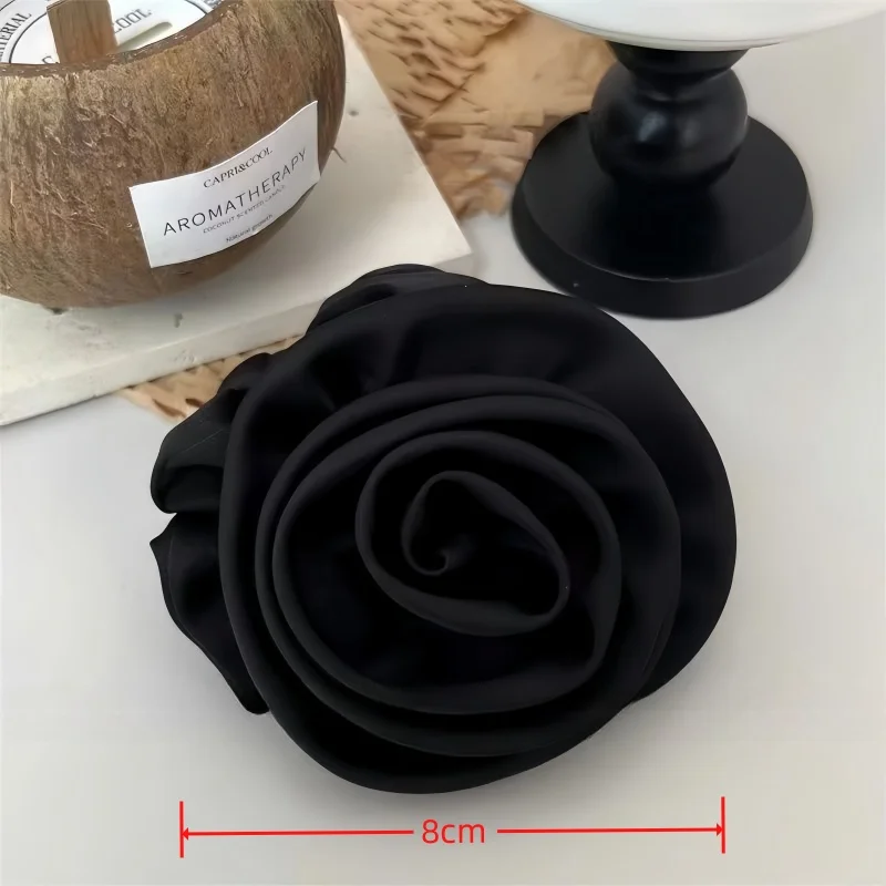 2024 Autumn Classic Bordeaux Satin Hair Ties with Vintage Rose Design FrenchStyle Rose Shape Scrunchies Elegant Hair Accessories